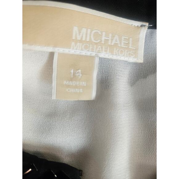 Michael Kors Floral Sequin Sheath Dress Black White 3/4 Sheer Sleeve Sz 14 - Picture 9 of 10